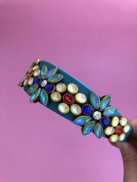 Blue flowery Headband - Image 3